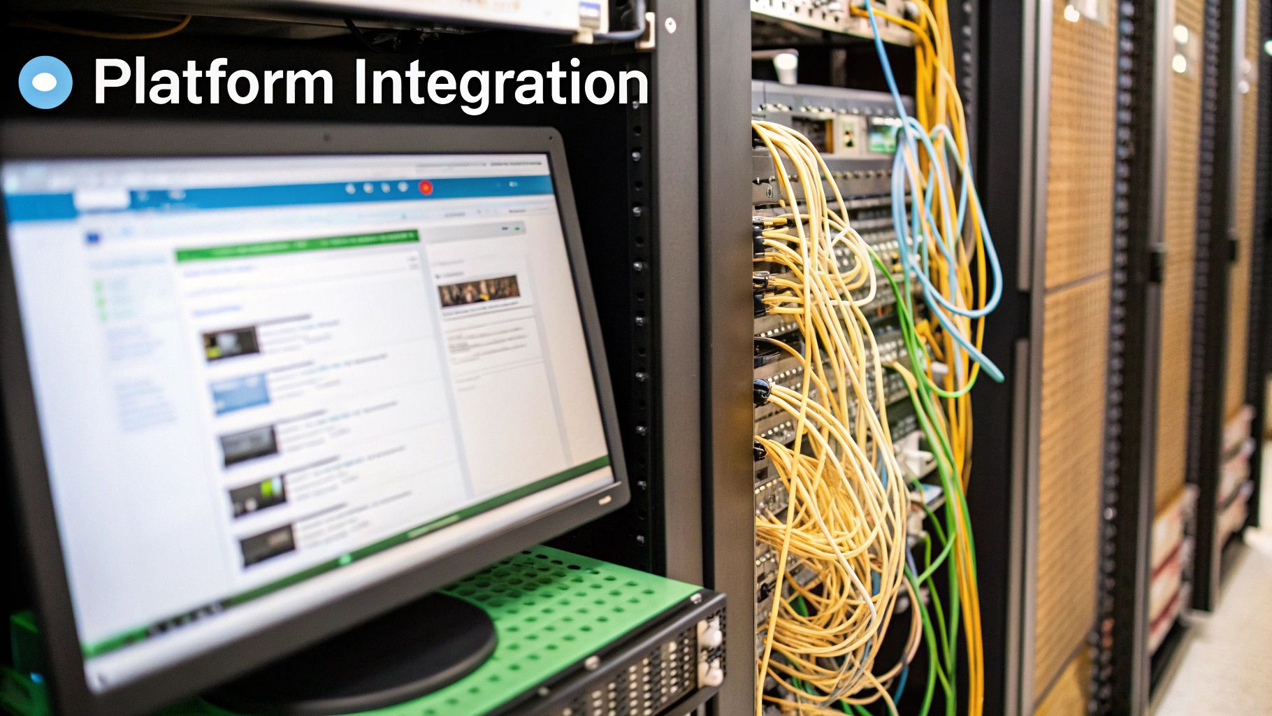 A person looking thoughtfully at a computer screen with code and chatbot interfaces.