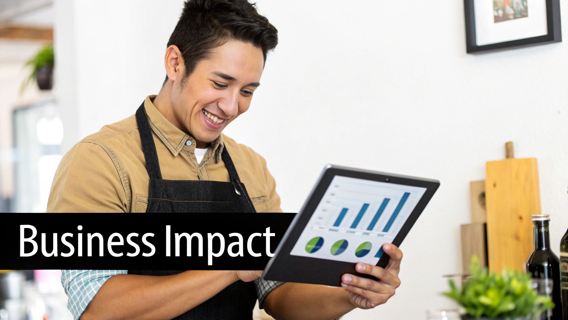 A group of business professionals analyzing data charts on a screen, showing the tangible value of machine learning.