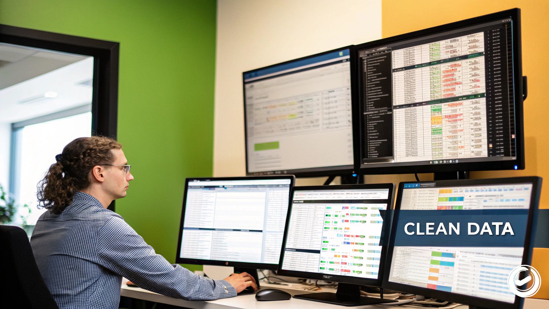 Person organizing digital files on a futuristic screen