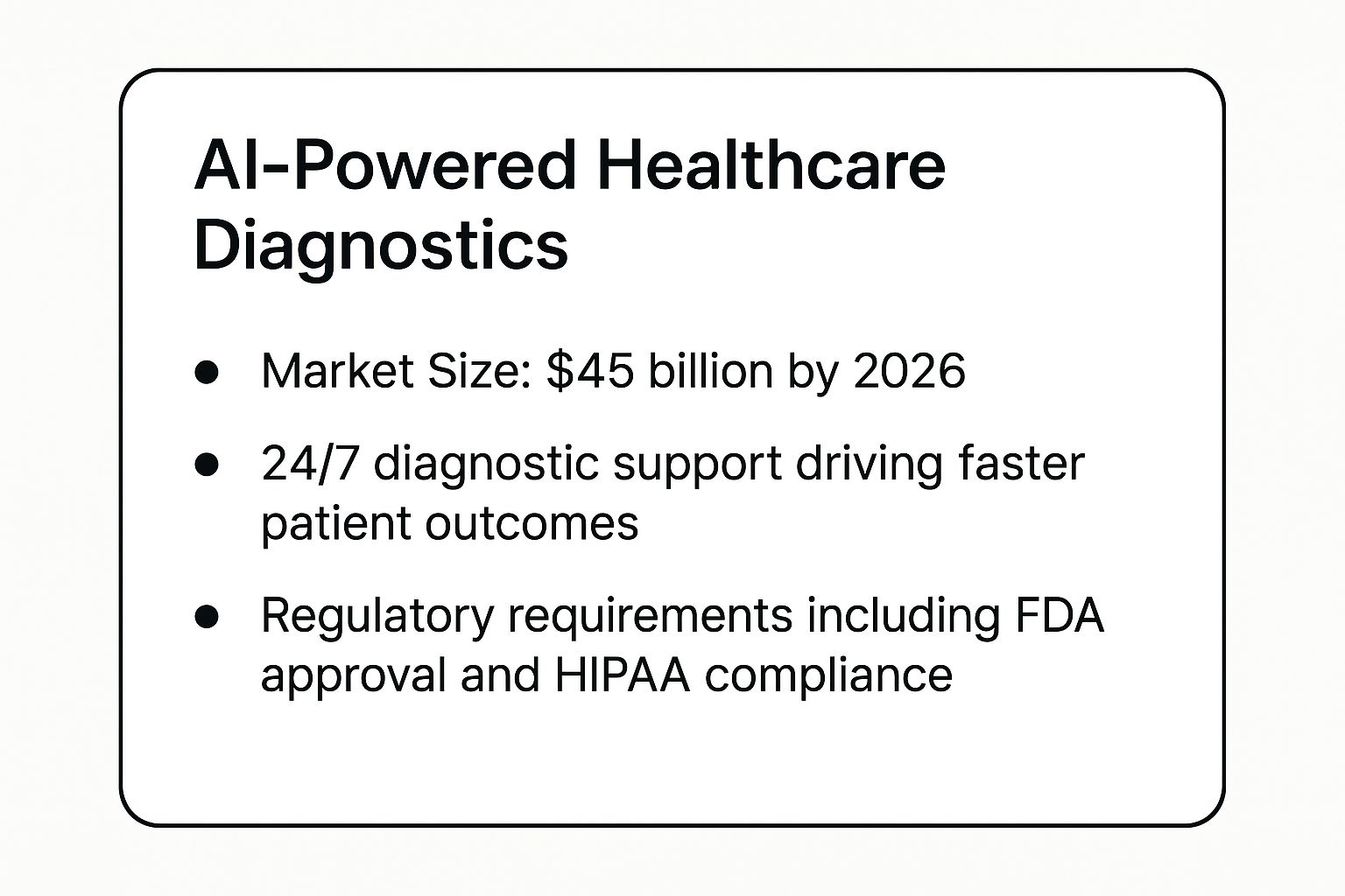 Infographic showing key data about AI-Powered Healthcare Diagnostics