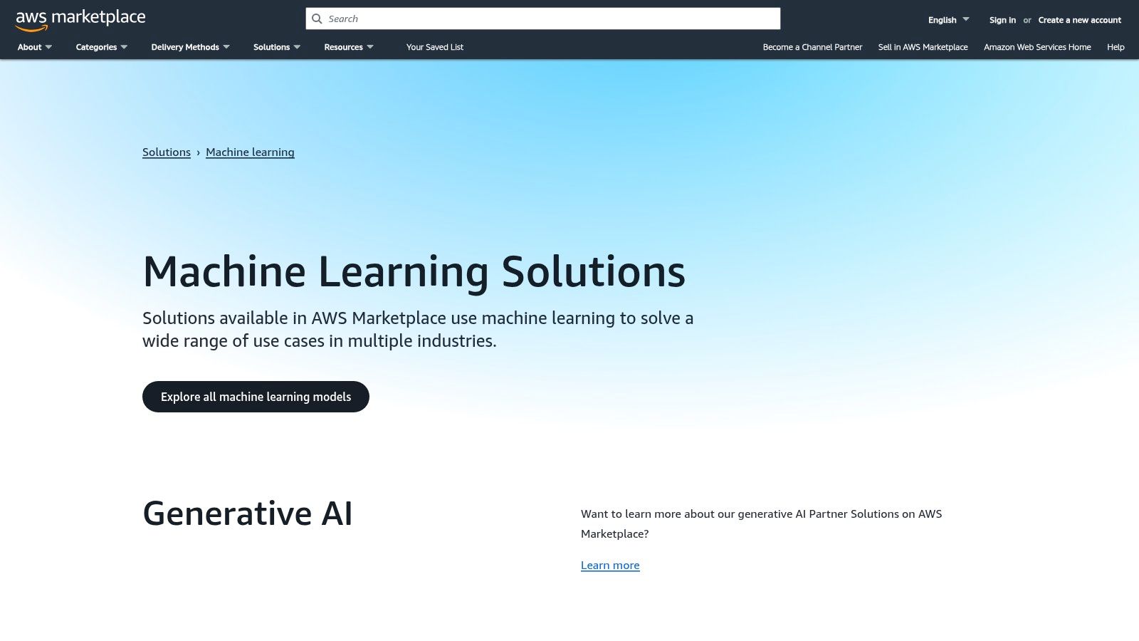 AWS Marketplace – AI & ML category