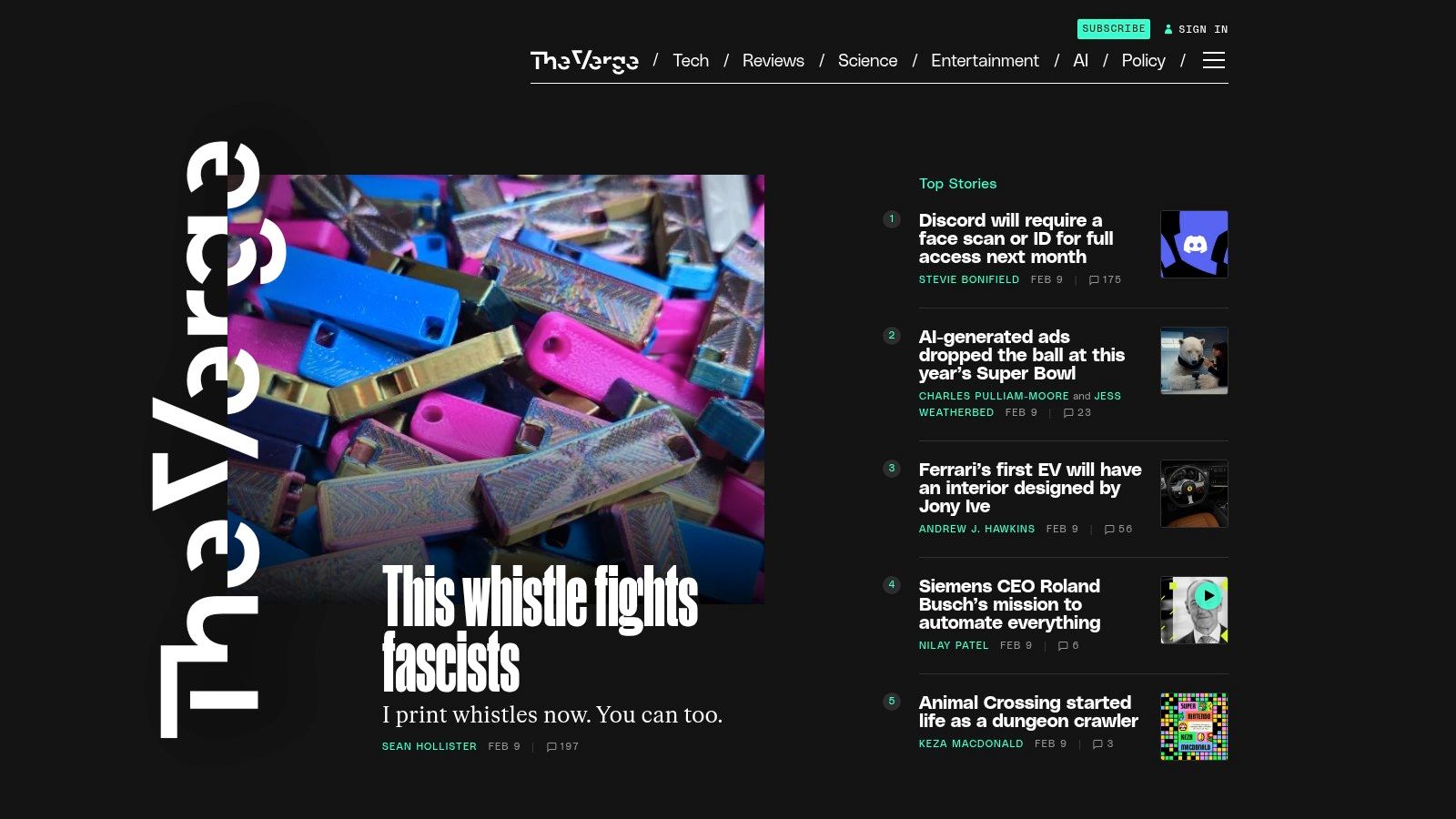 The Verge — AI Coverage + Subscriber Newsletters