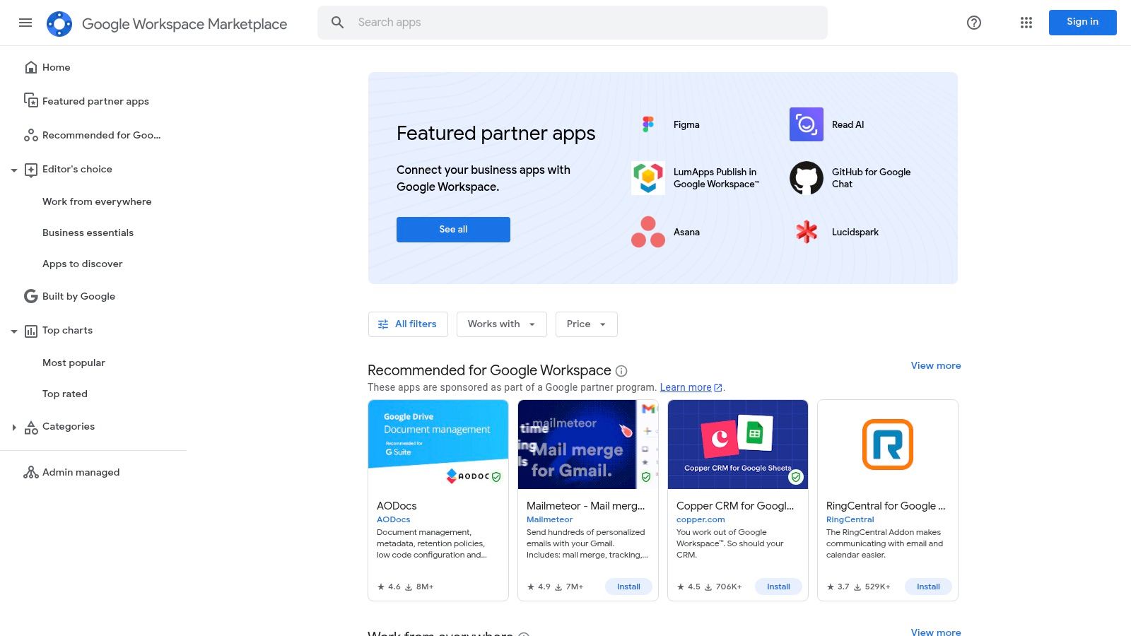 Google Workspace Marketplace – AI add-ons