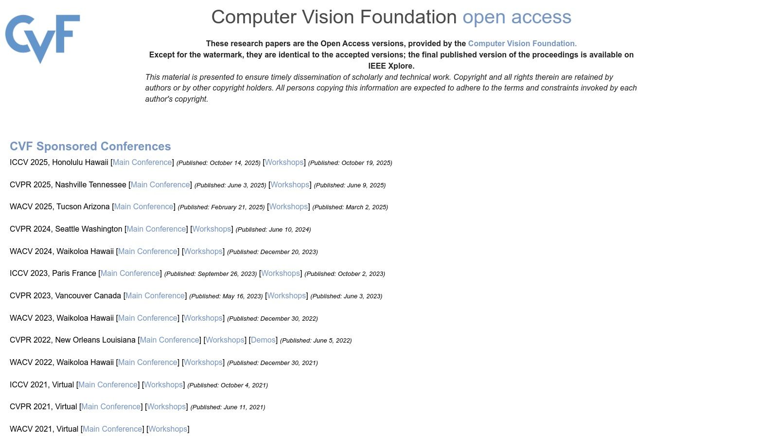 CVF Open Access (Computer Vision Foundation)