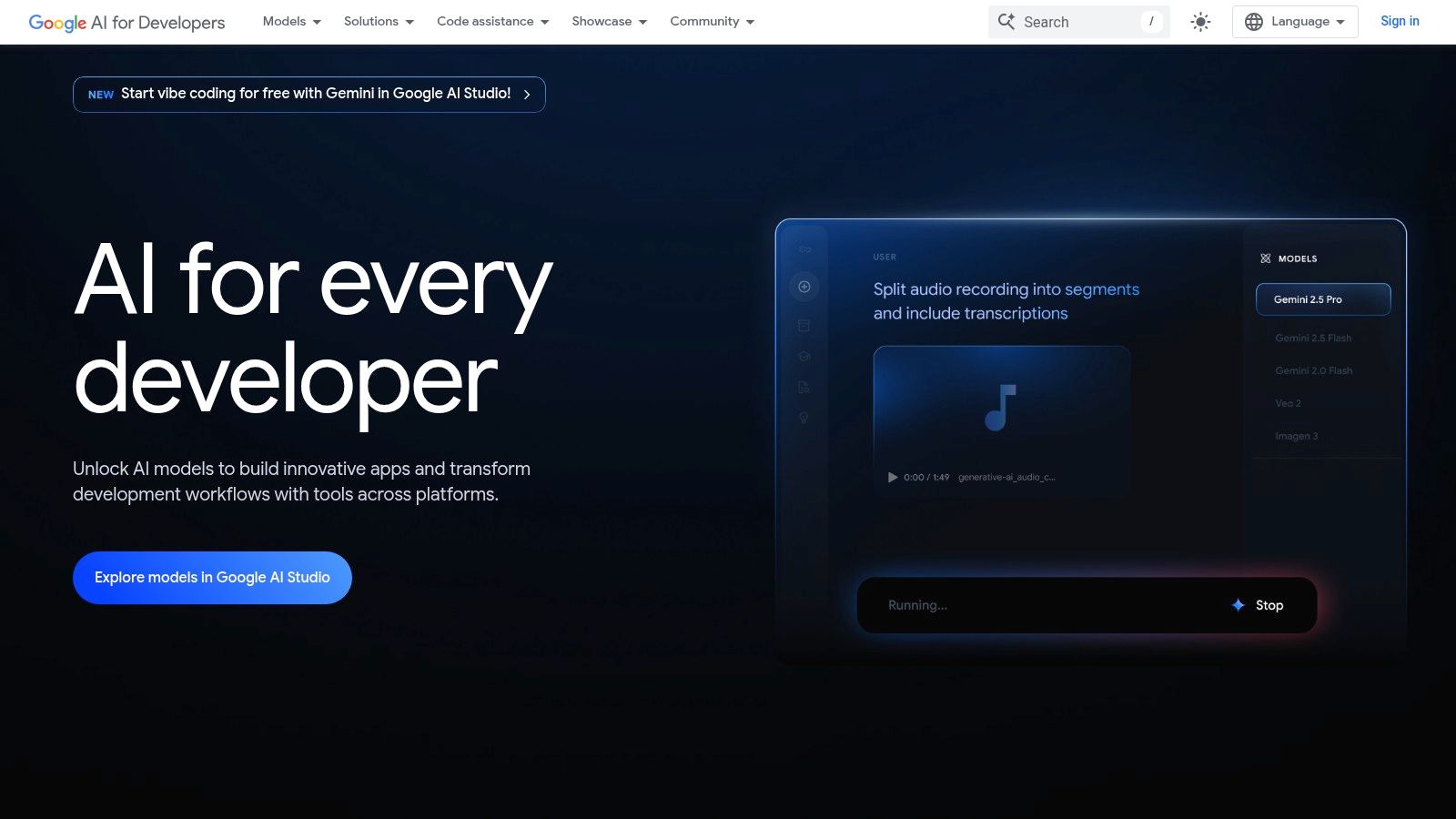 Google – Gemini (AI Studio/API) and Google Cloud AI