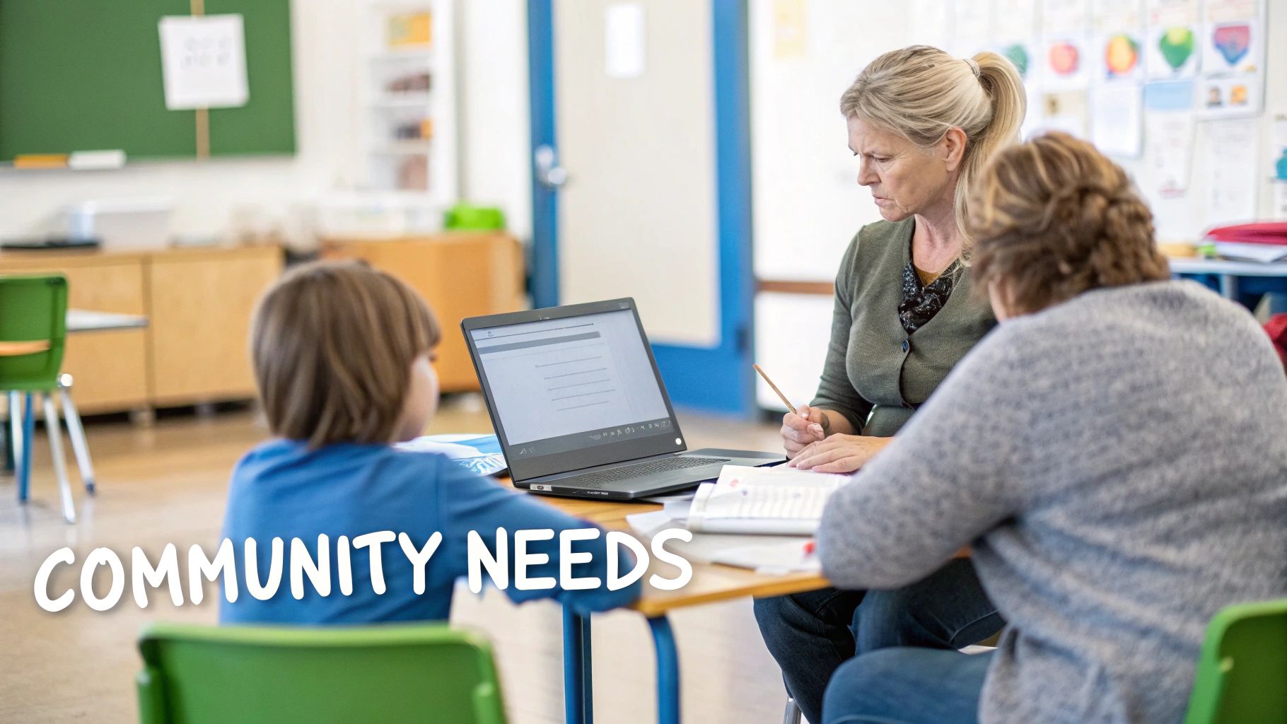 Two people planning a budget for an after school program