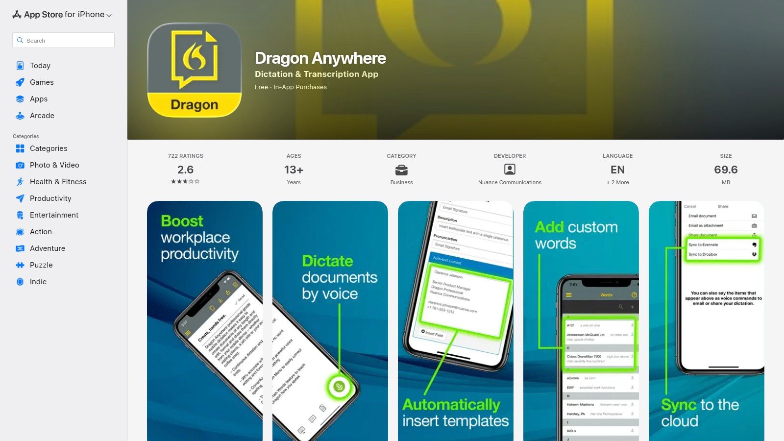 Dragon Anywhere (Apple App Store)