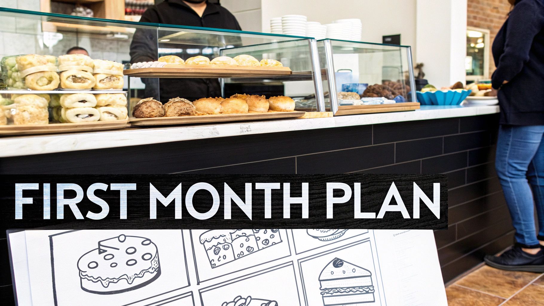 A digital illustration showing a content calendar being populated with various post ideas and images.