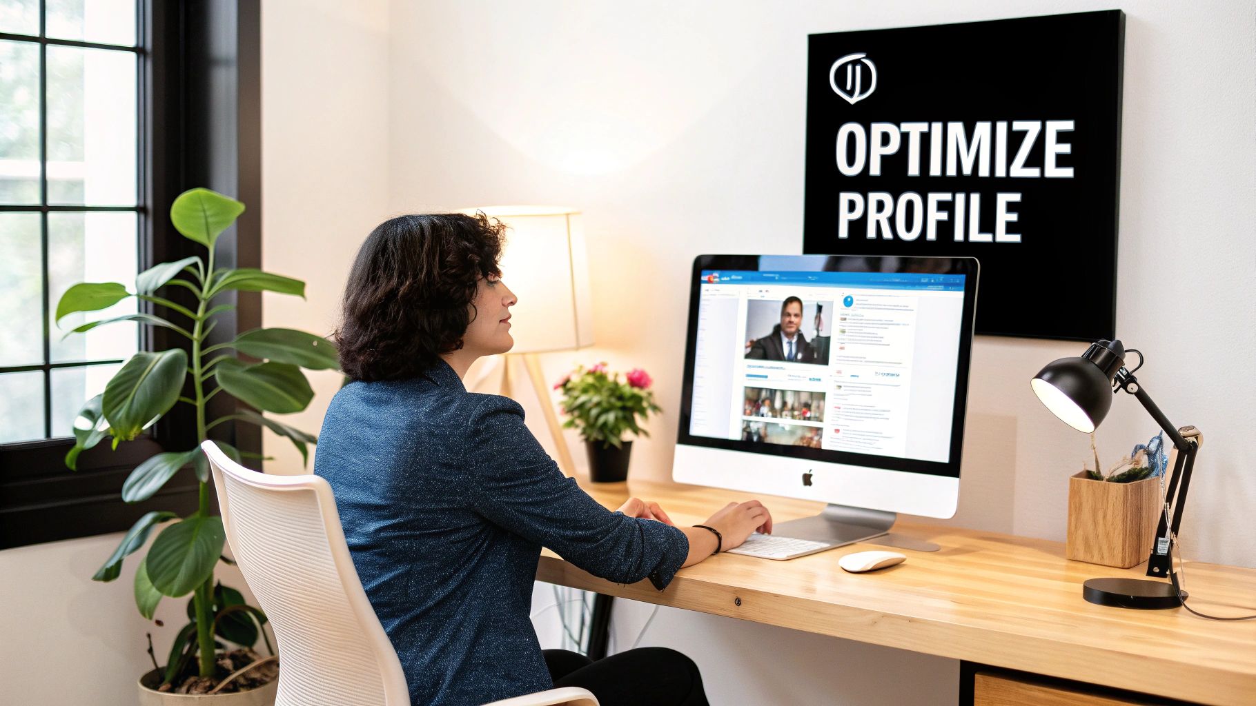 A professional smiling confidently, representing an optimised LinkedIn profile.