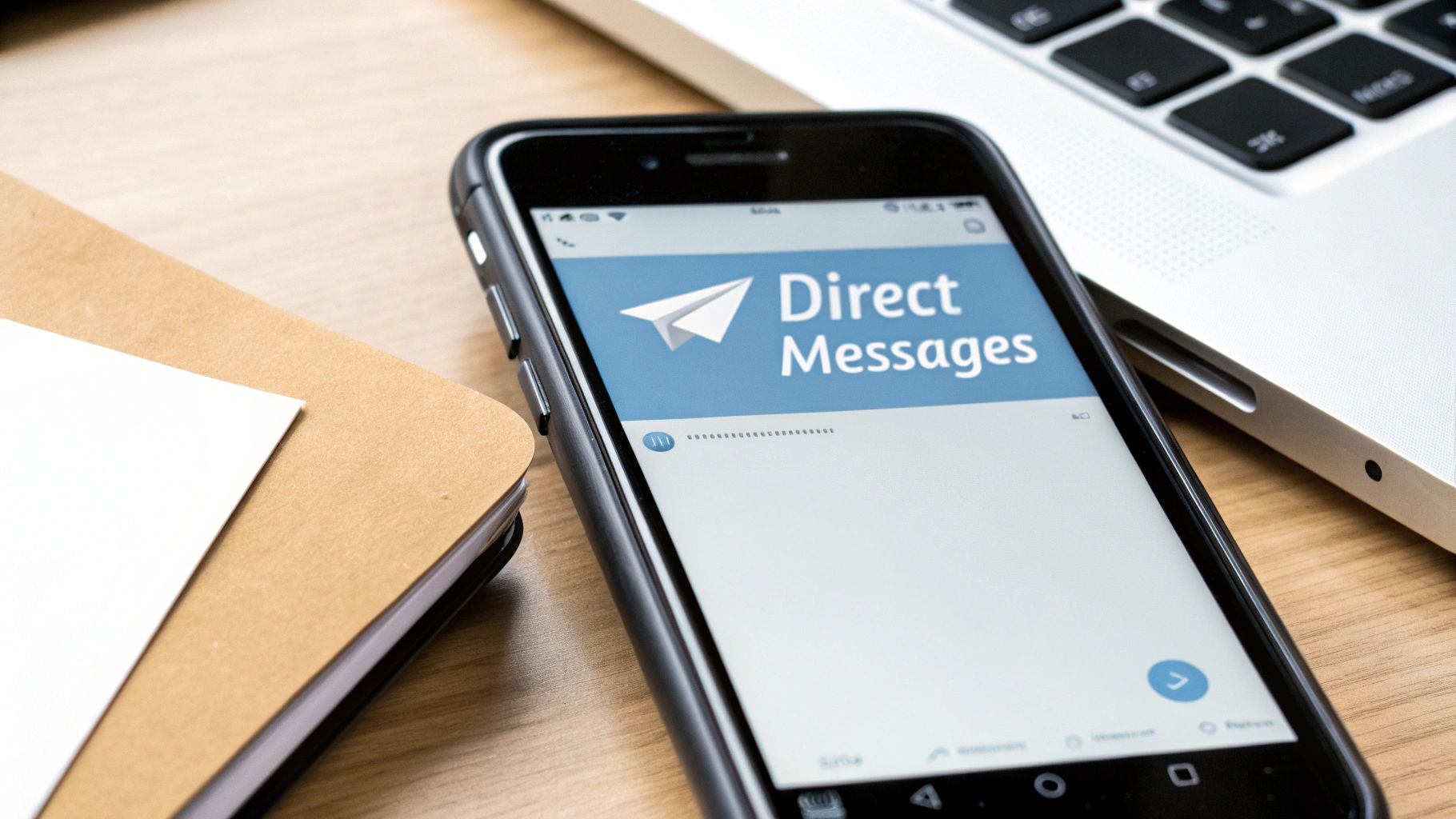 A person sending a direct message on their smartphone