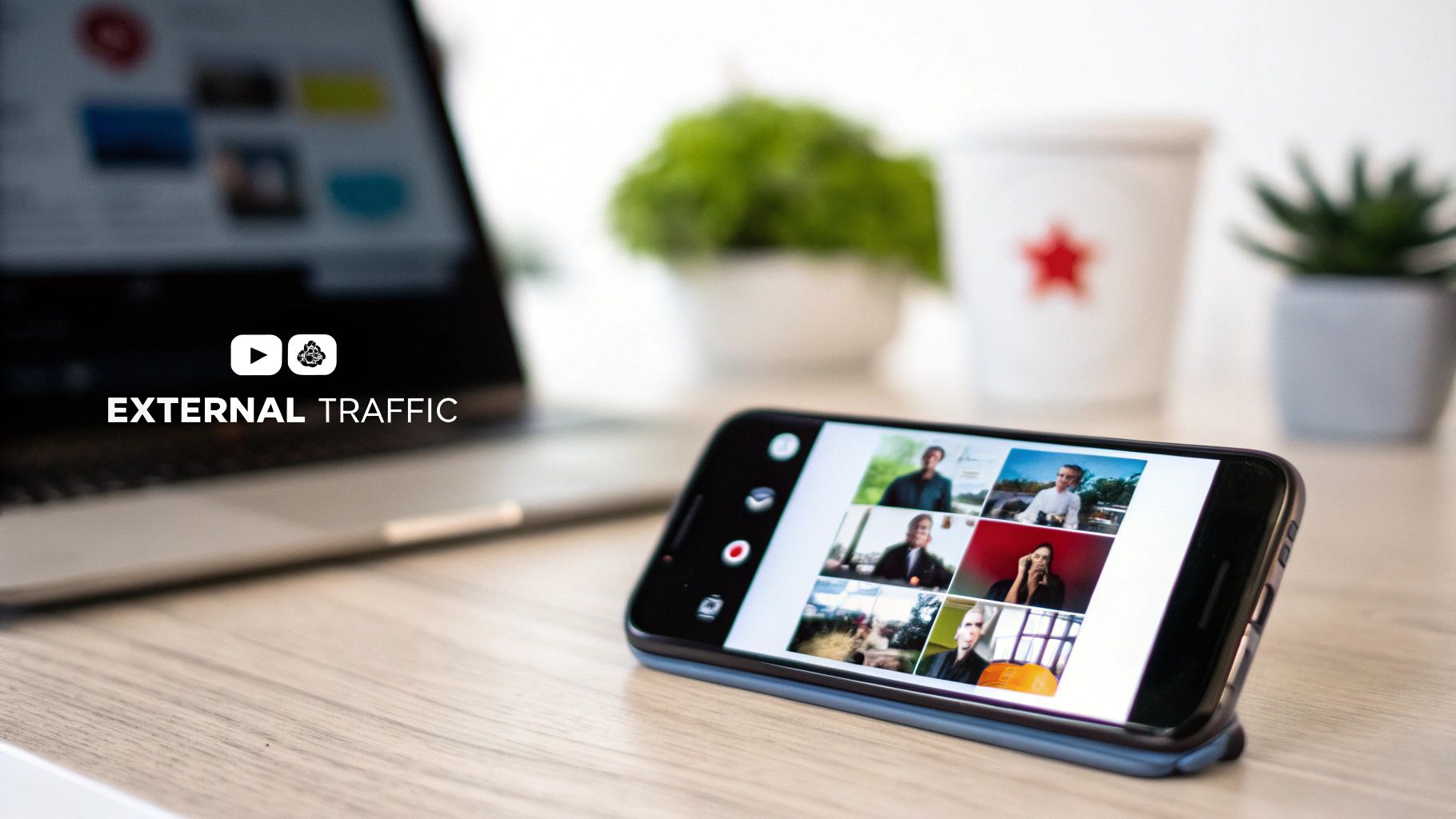 People sharing content on social media