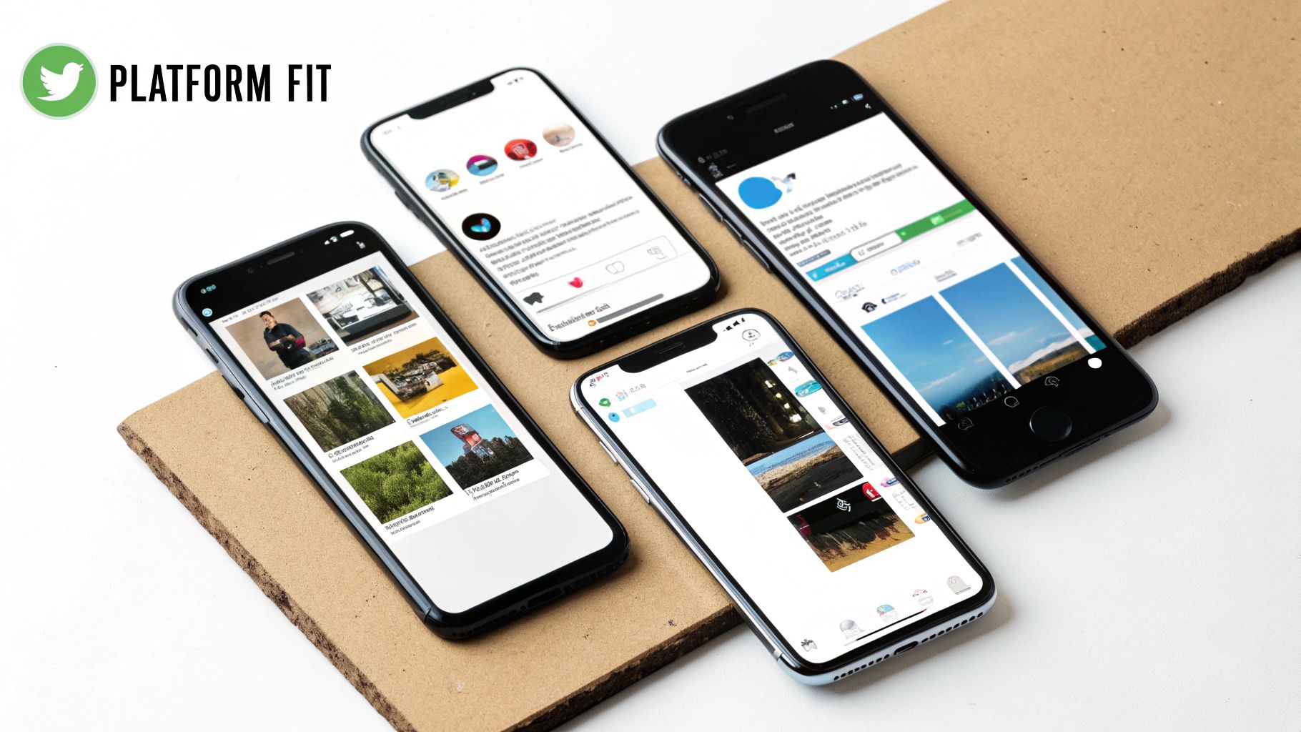 People using various social media platforms on their phones