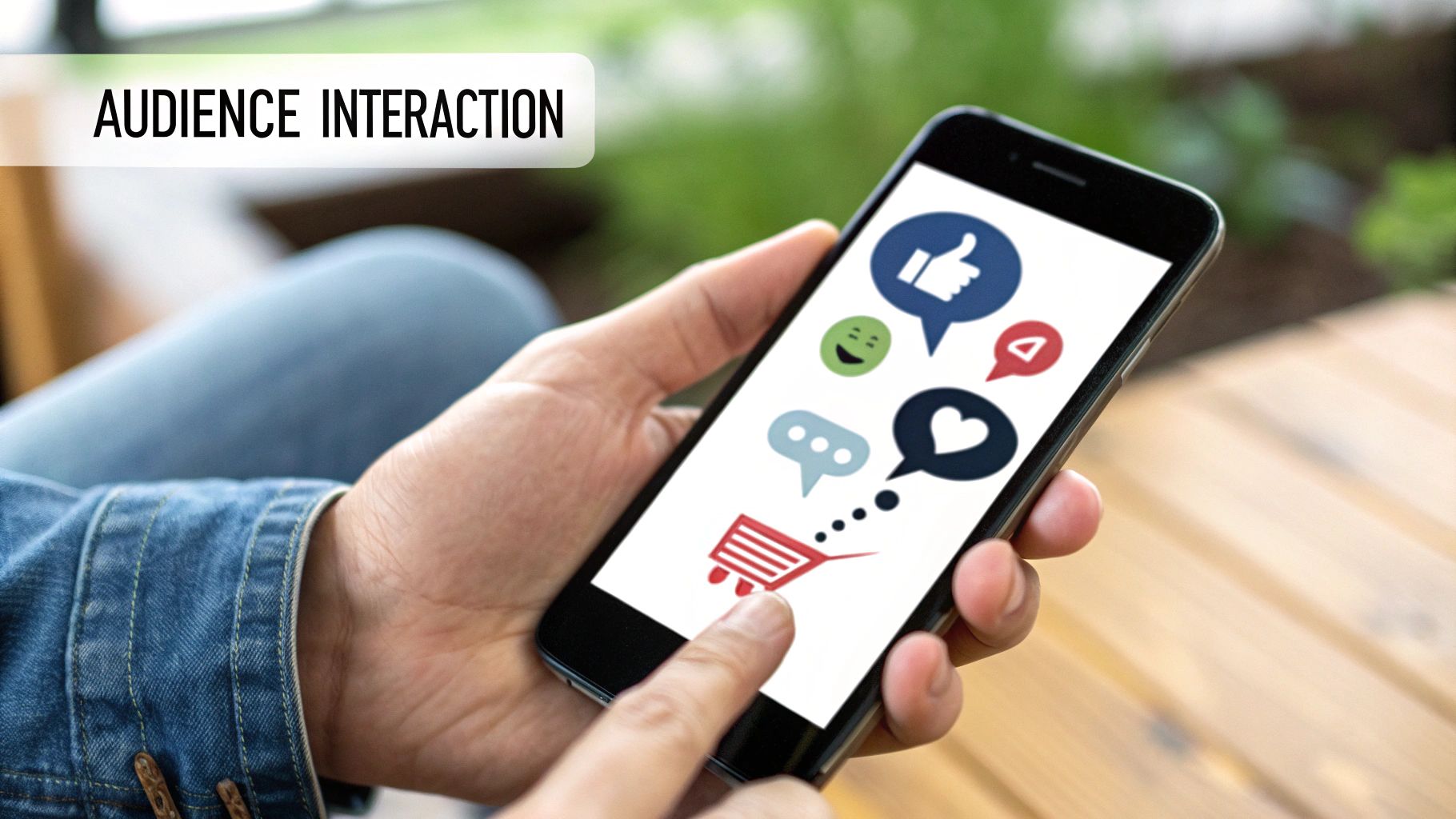 A graph showing rising engagement metrics like likes, comments, and shares