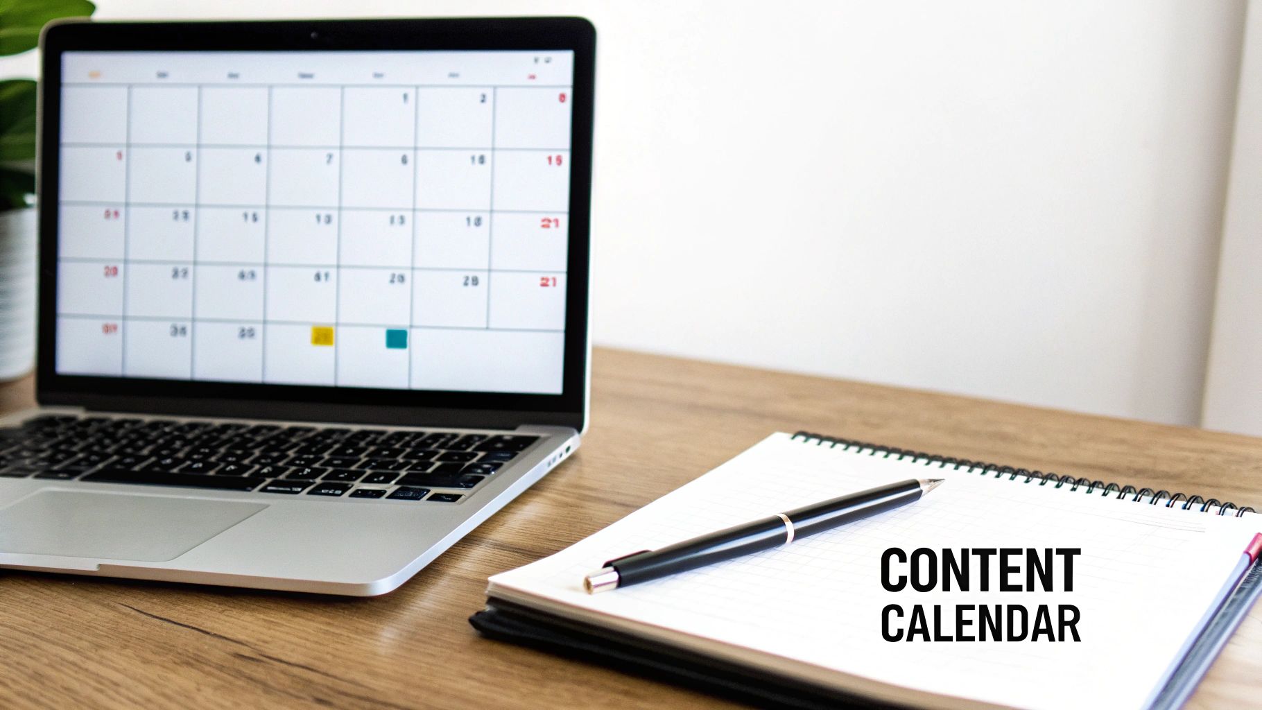 A person organizing a content calendar on a digital screen