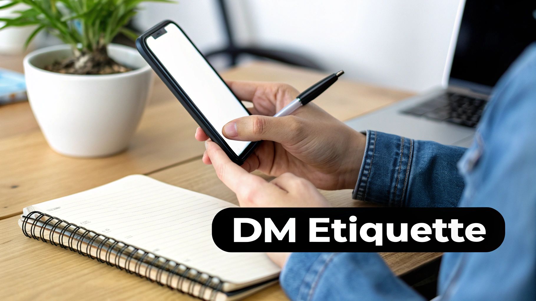 Image of a phone showing Instagram DM notifications with a checklist overlay