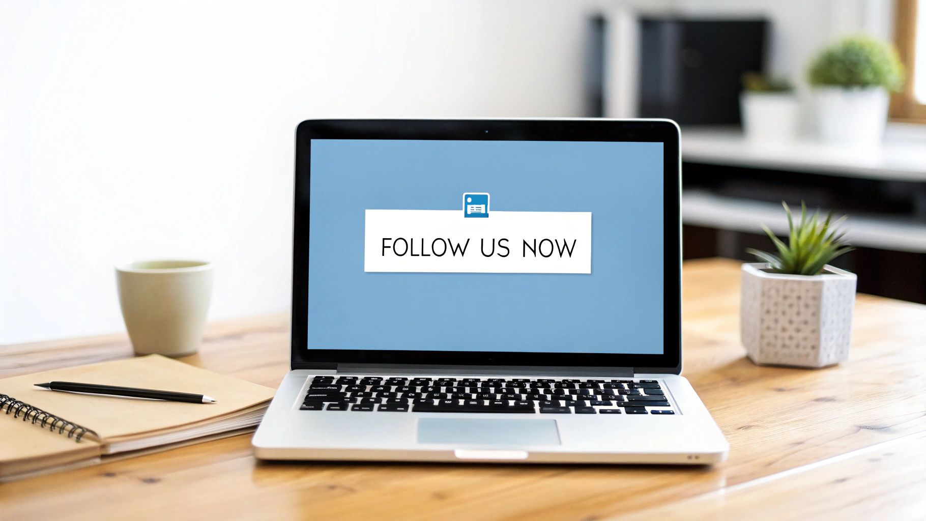 A person optimising their LinkedIn business page on a laptop with charts and graphs in the background.