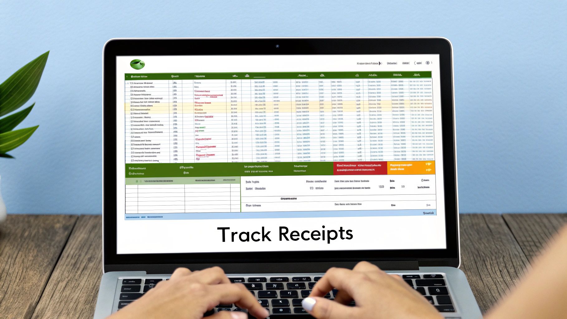 Person organizing receipts and documents at a desk for tax purposes