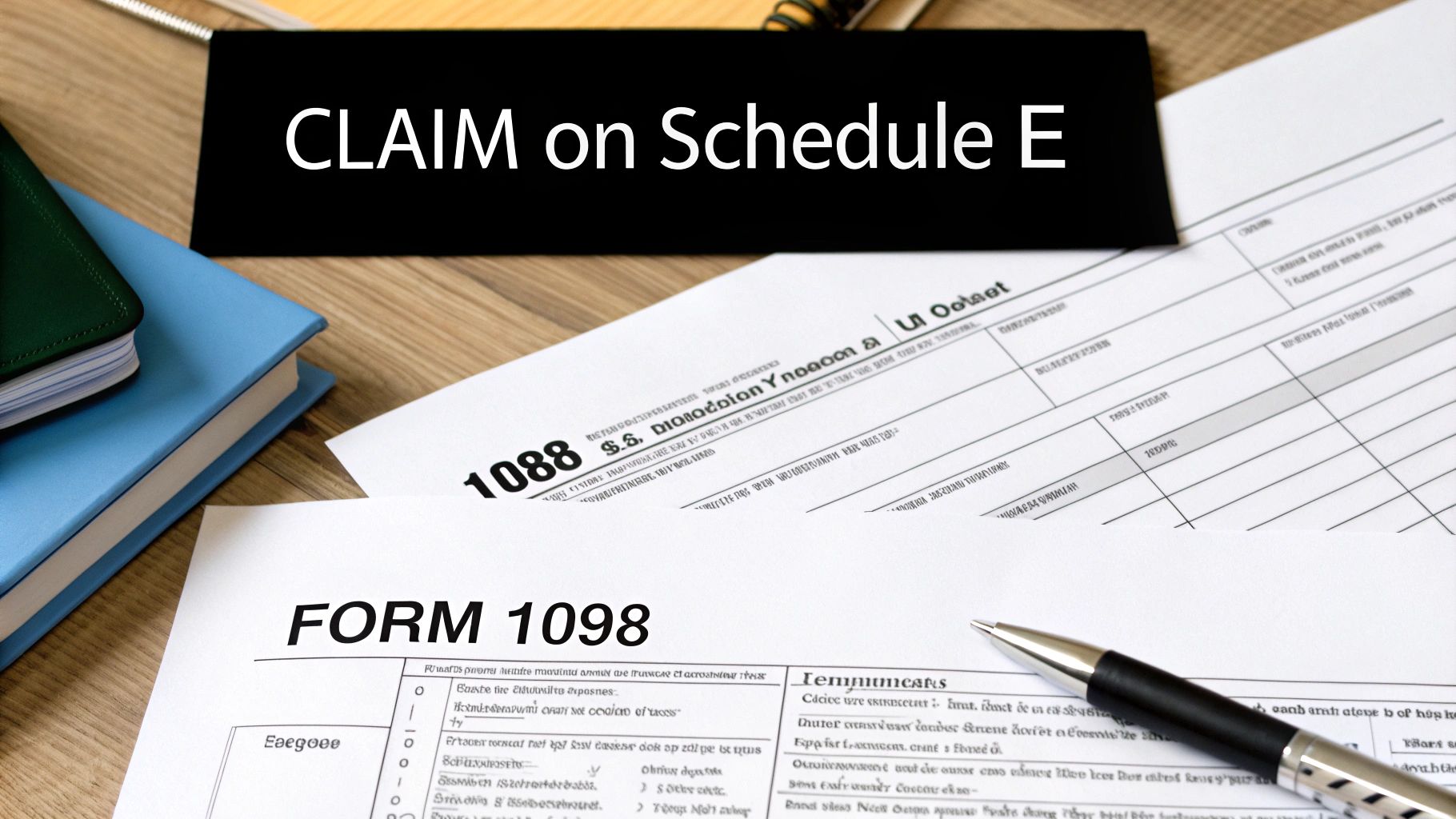 A screenshot of the IRS Schedule E form, detailing sections for rental real estate income and expenses.