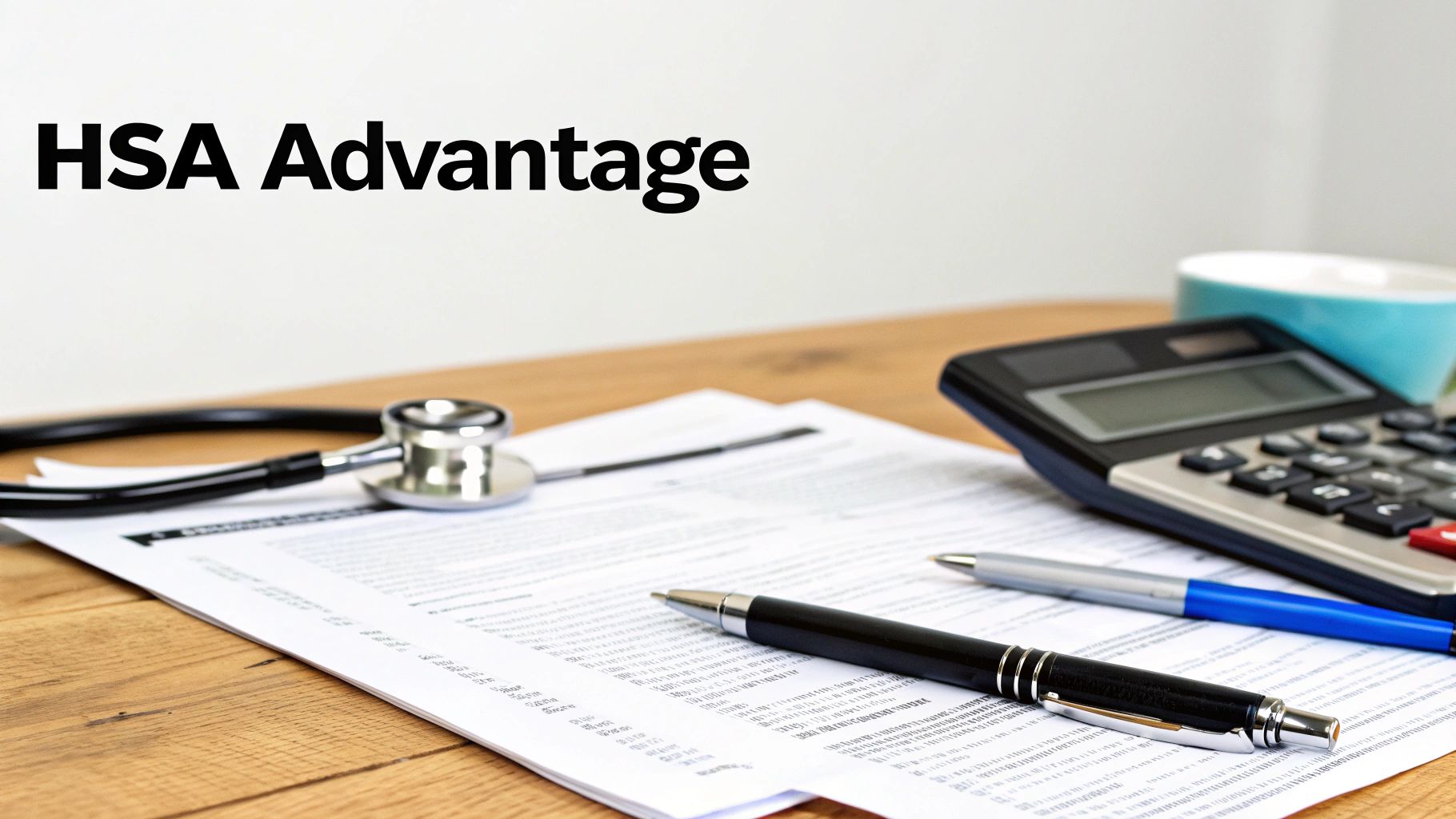 A graphic illustrating the three tax benefits of an HSA: tax-deductible contributions, tax-free growth, and tax-free withdrawals for medical expenses.