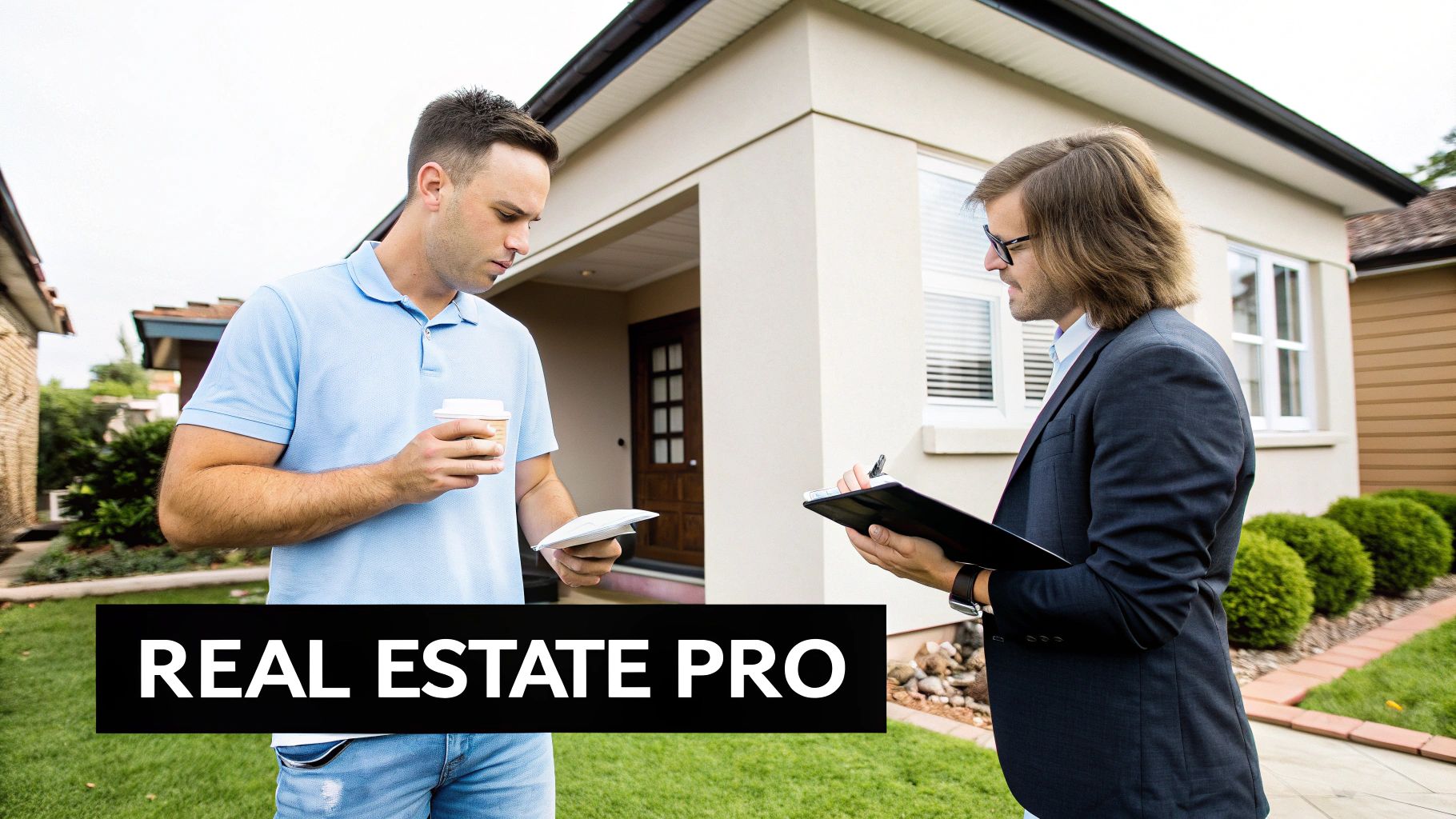 A professional real estate agent showing a modern house to a couple, symbolizing the active nature of the real estate business.