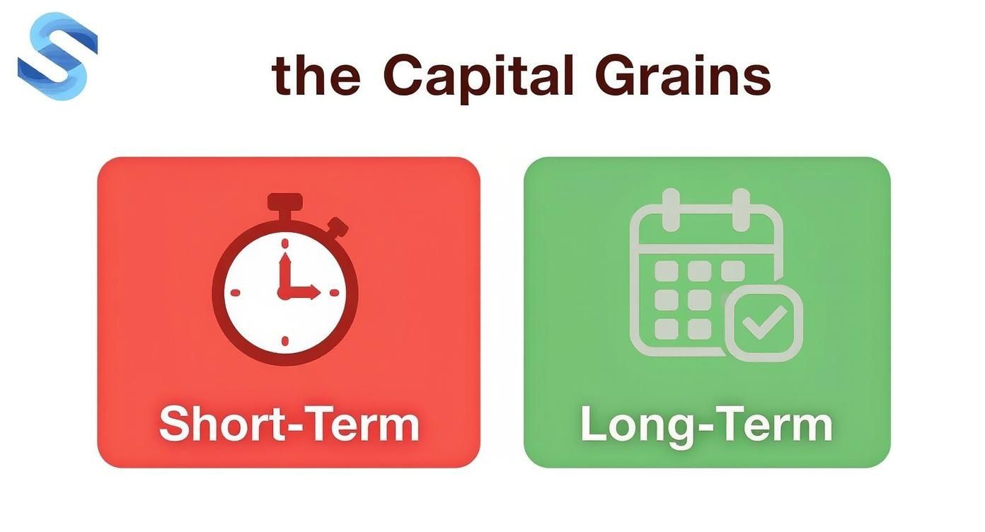 Infographic about short term vs long term capital gains
