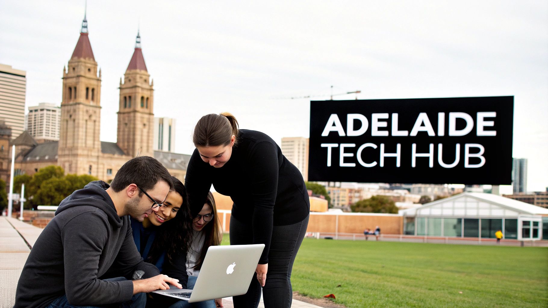 Adelaide city skyline at dusk