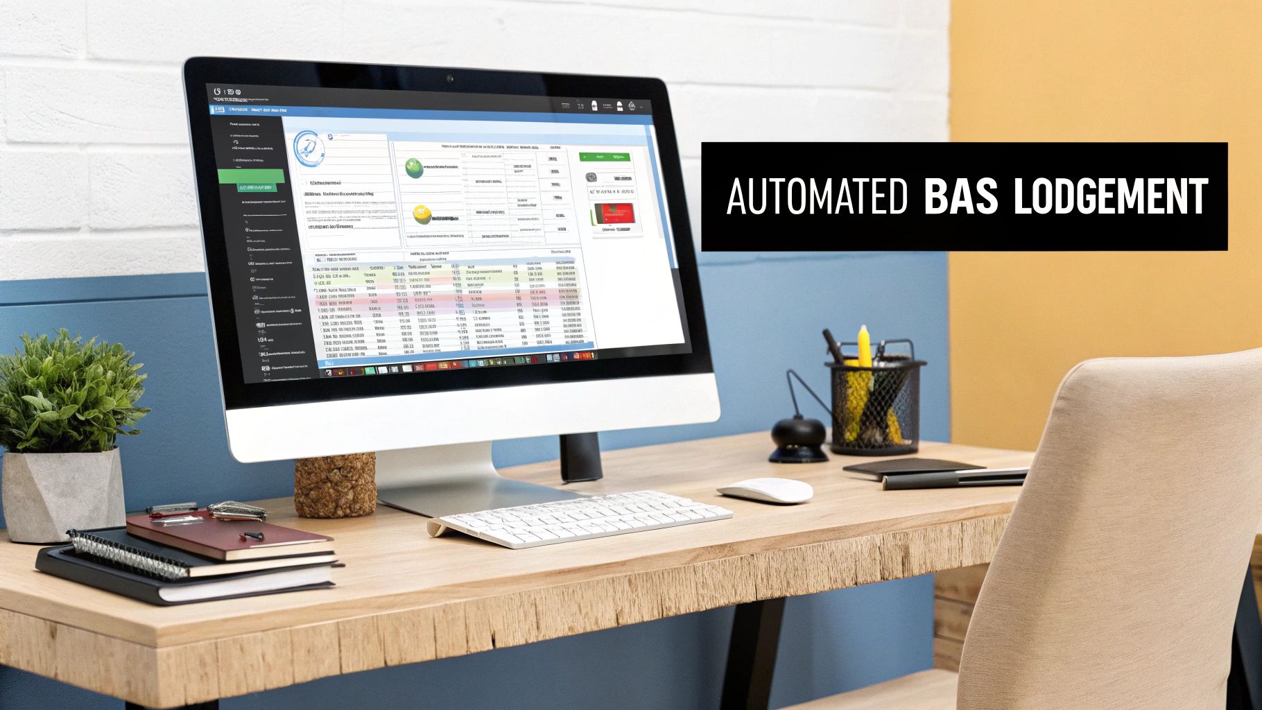 A person using accounting software on a laptop to lodge their BAS online.