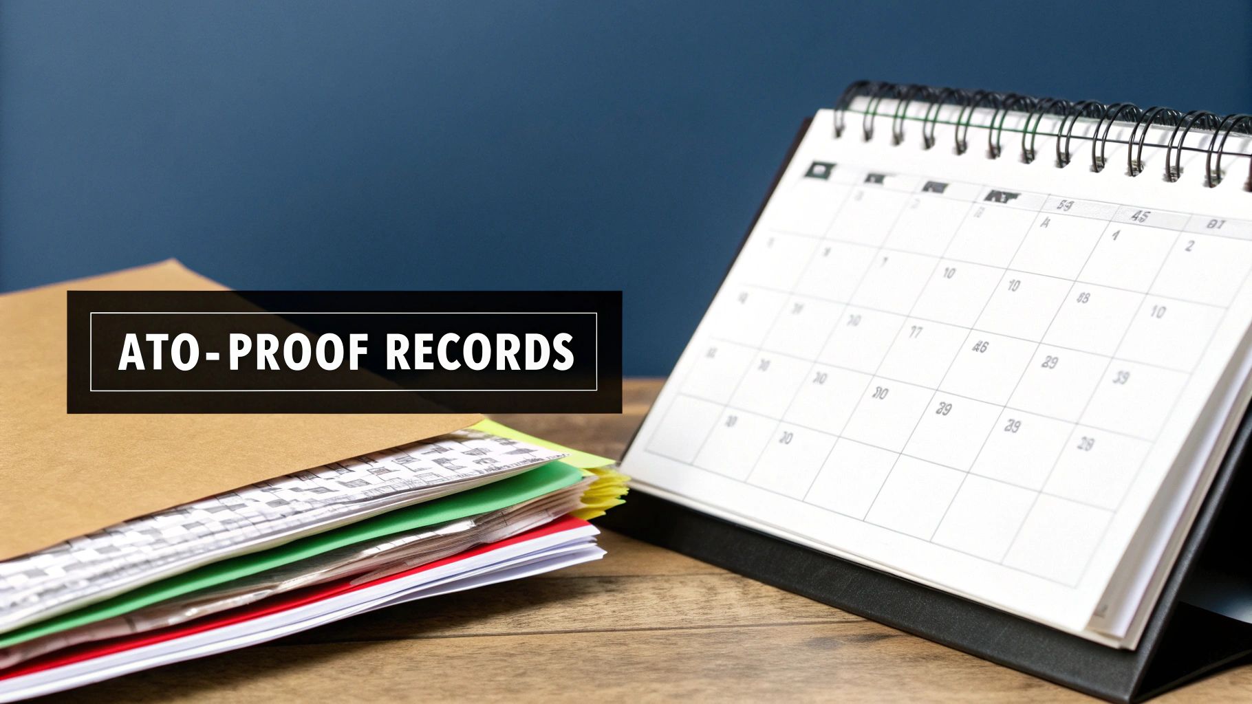 A person organising documents and receipts at a desk, symbolising good record-keeping.