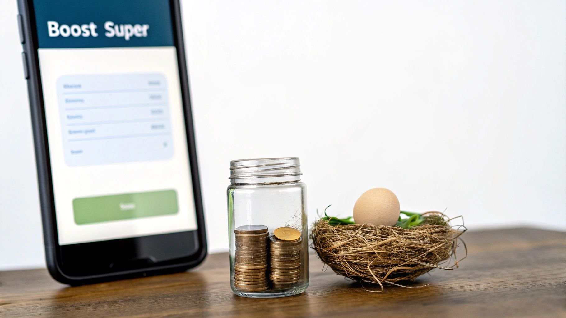 A person adding coins to a piggy bank, symbolising growing retirement savings through superannuation.