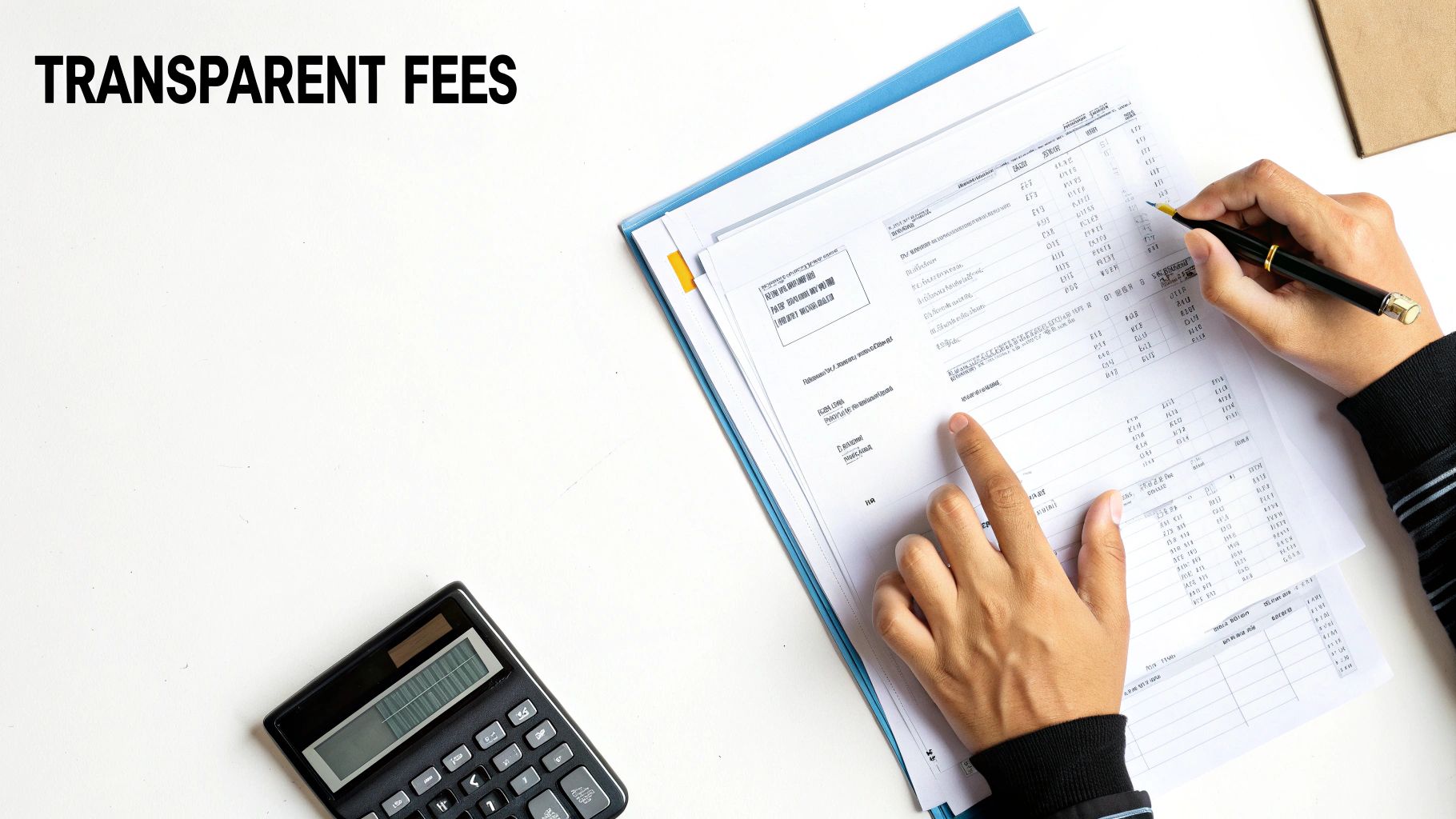 A professional accountant discussing financial documents with a client in a modern office.