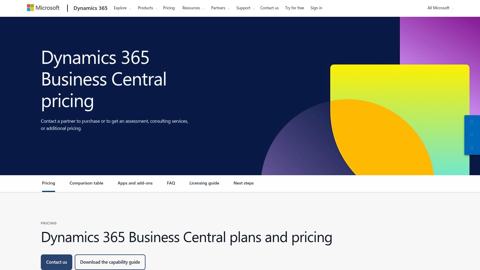 Microsoft Dynamics 365 Business Central pricing tiers