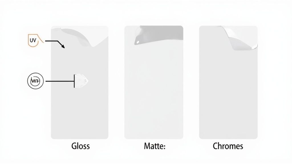 A detailed shot of a matte finish KTM graphics kit showing its texture and perfect fit on the bike's plastic.