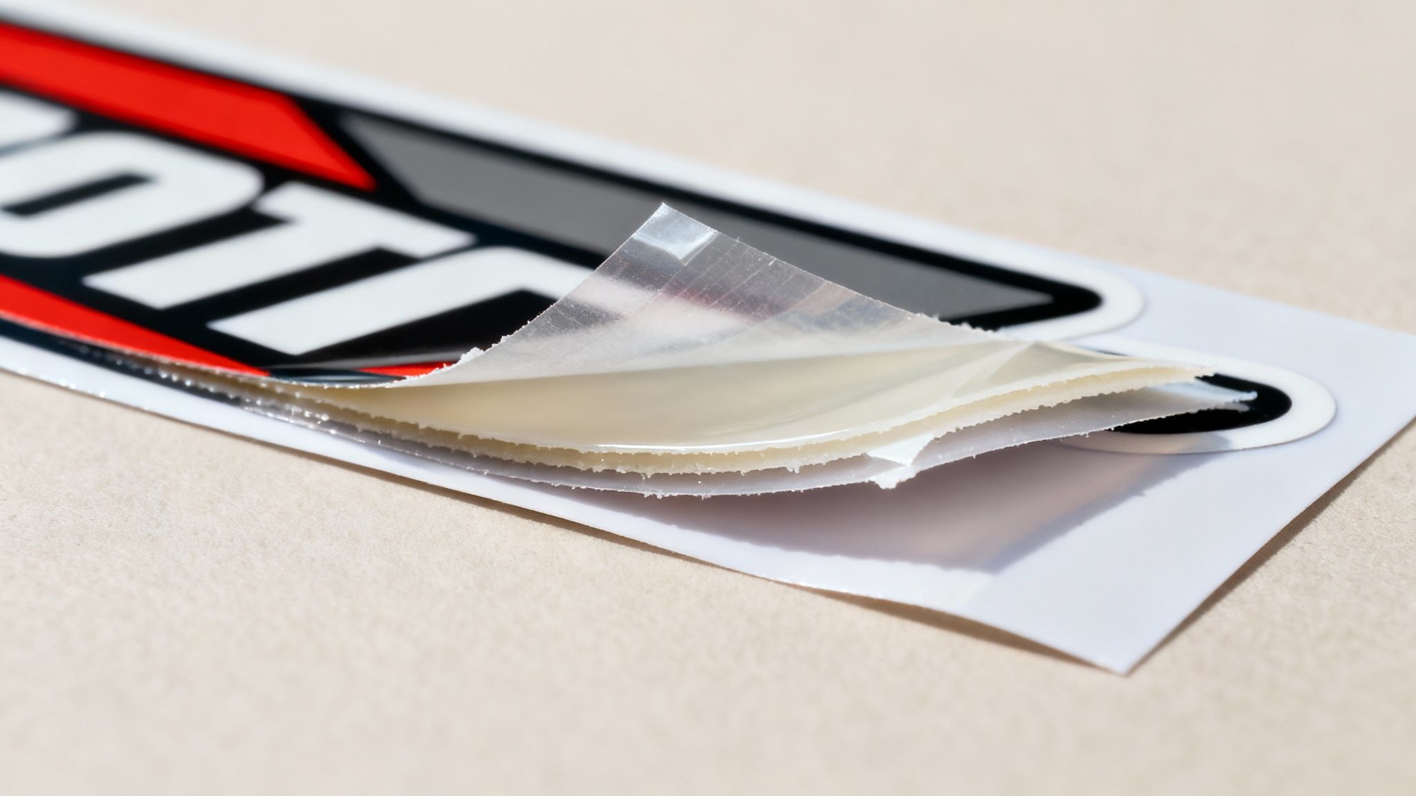A close-up shot of a high-quality moto sticker kit, showing the vibrant colours and thick laminate on a dirt bike's plastic shroud.