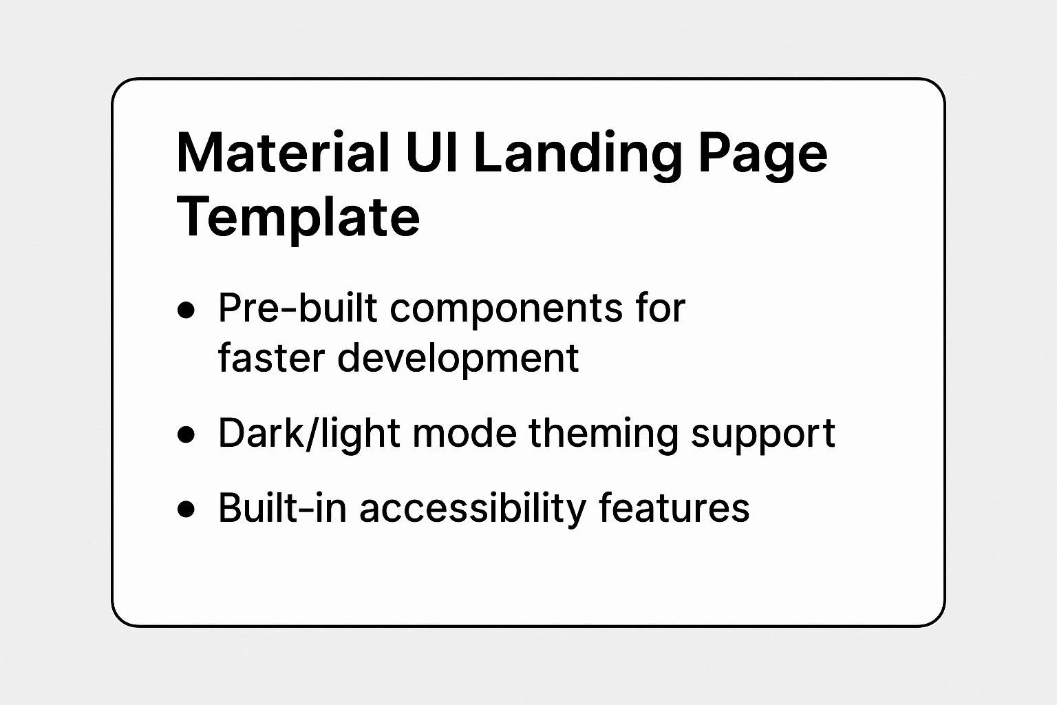 Infographic showing key data about Material UI Landing Page Template