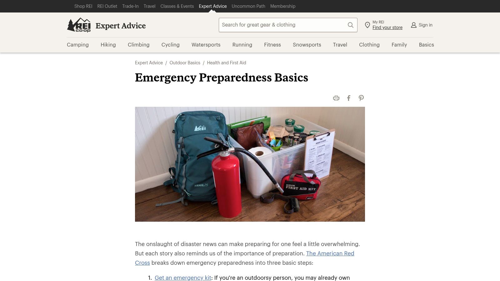 REI Co‑op — Emergency Essentials: Preparedness Basics