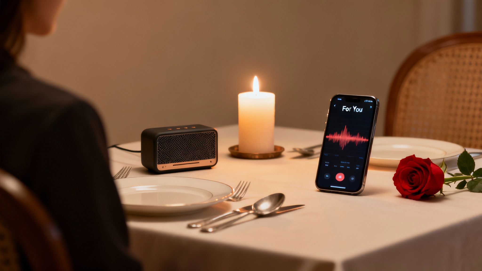 A couple celebrating an anniversary with a toast in a romantic outdoor setting.