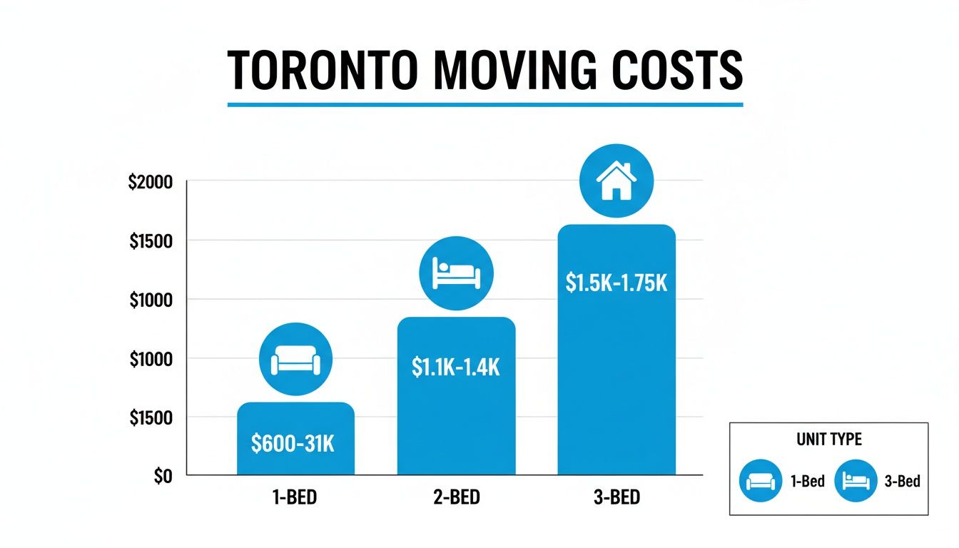 Bar chart displaying Toronto moving costs for 1, 2, and 3-bedroom residences.
