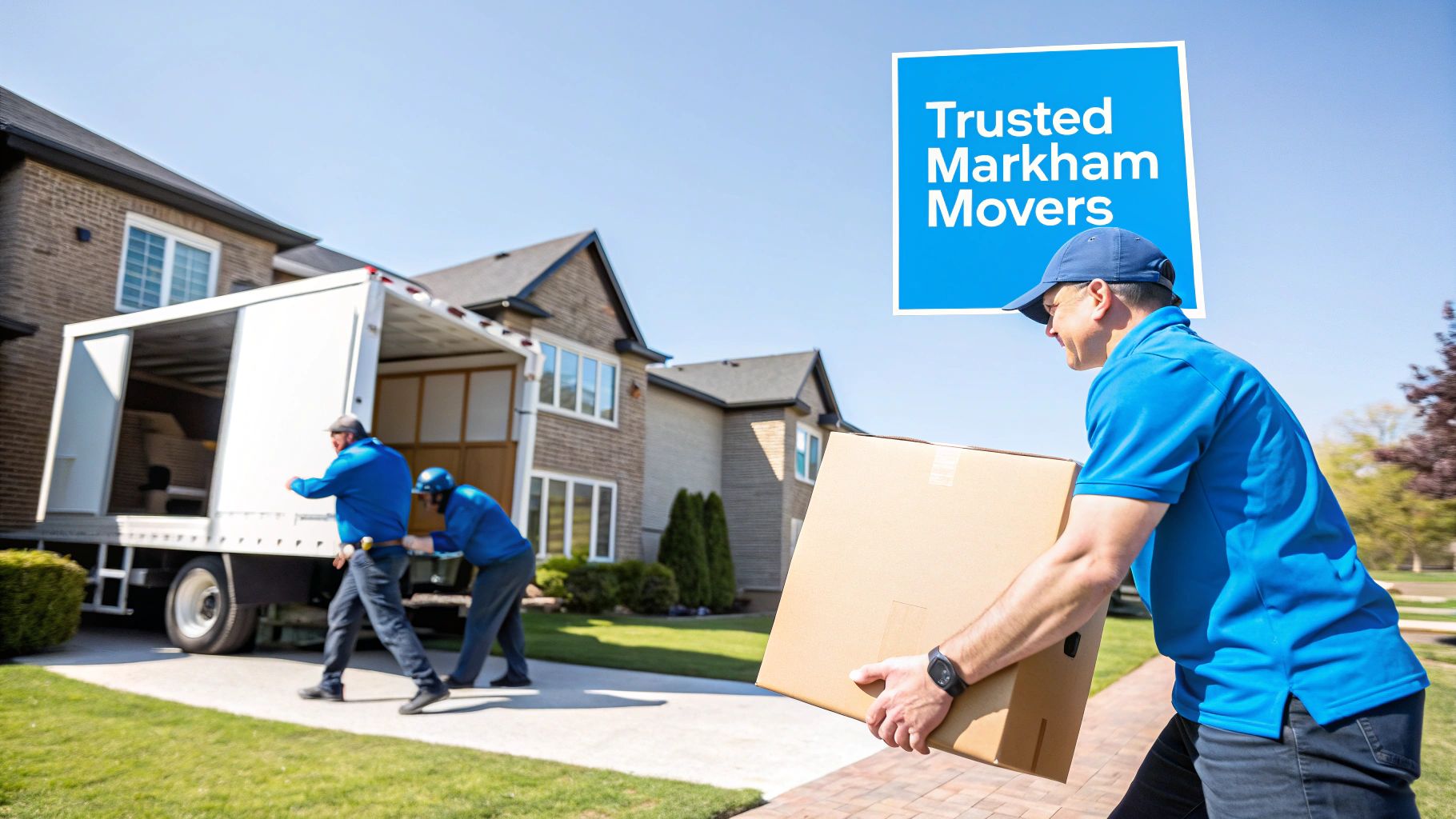 Professional Markham movers loading a truck with boxes and furniture for a residential move.