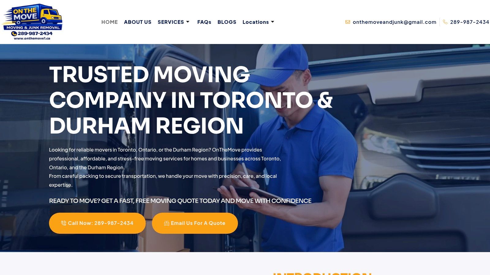 A moving truck from On The Move Moving & Junk Removal, showcasing their professional branding and readiness for service.