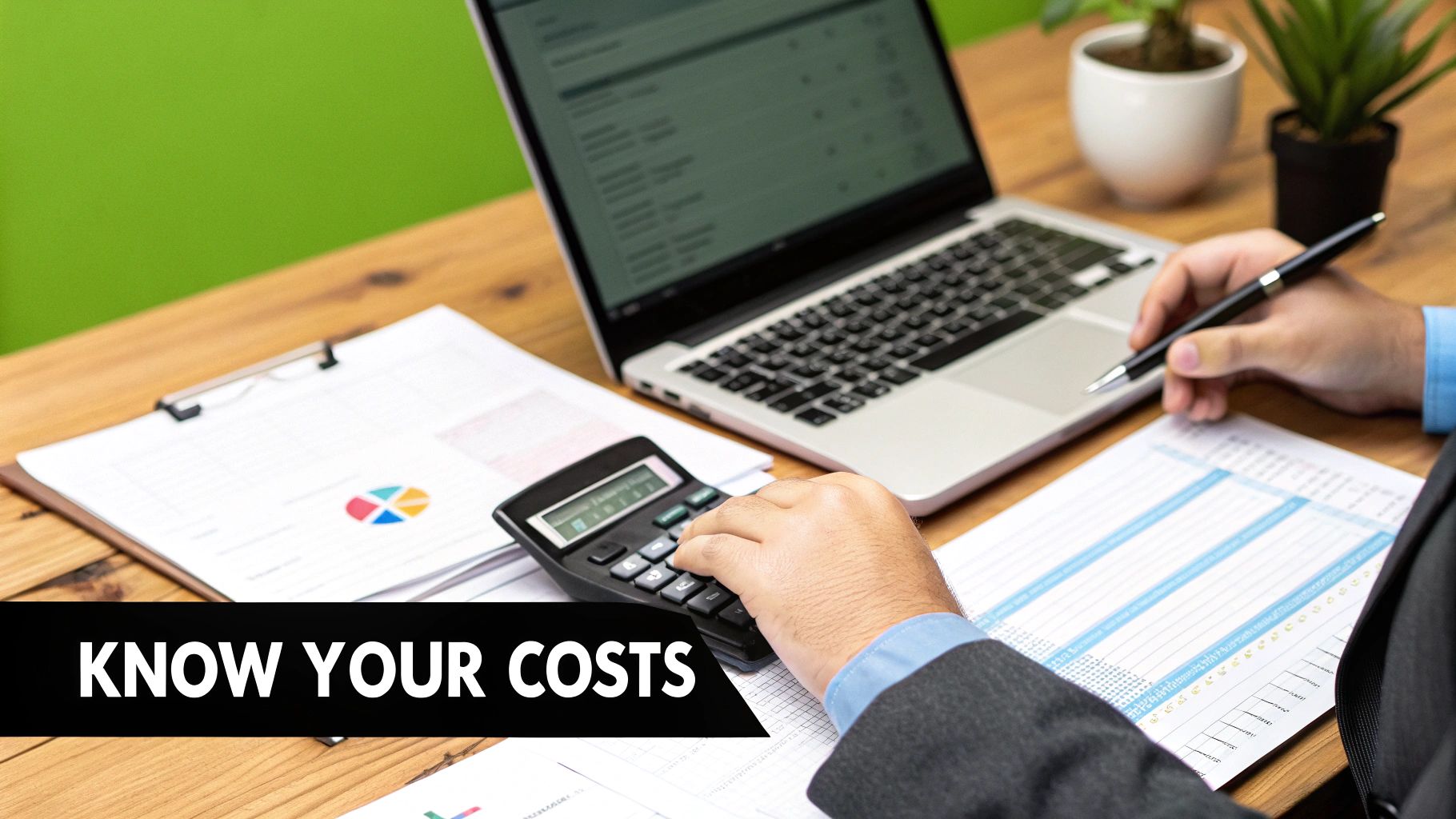 Calculator and house keys on a desk, representing rental cost calculation.