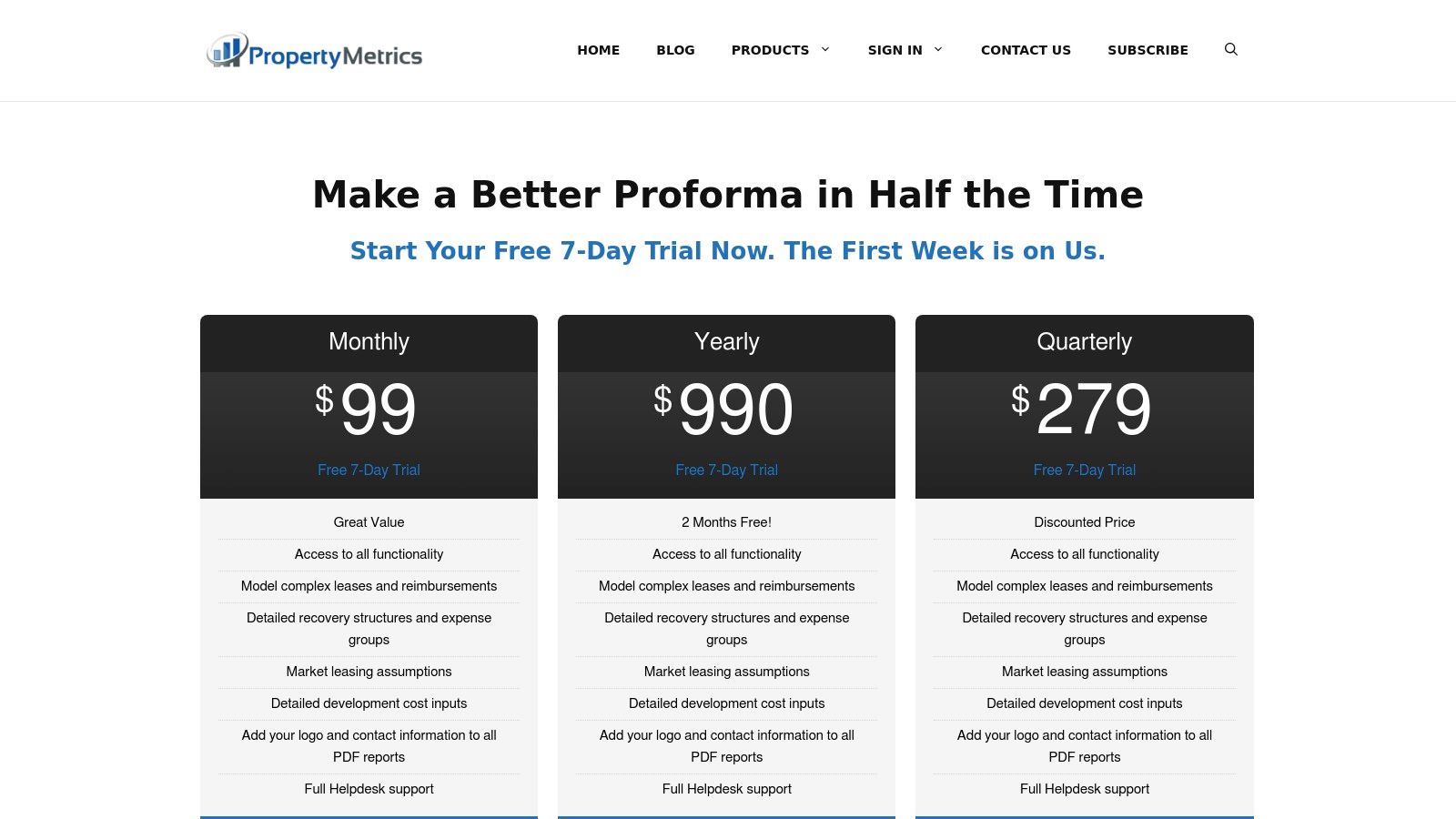 PropertyMetrics Proforma