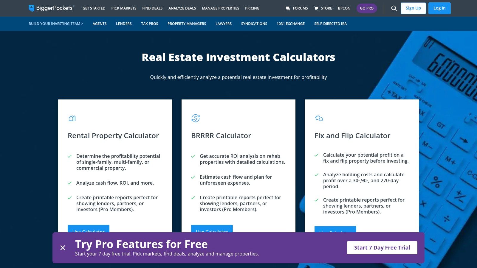 BiggerPockets Investment Calculators