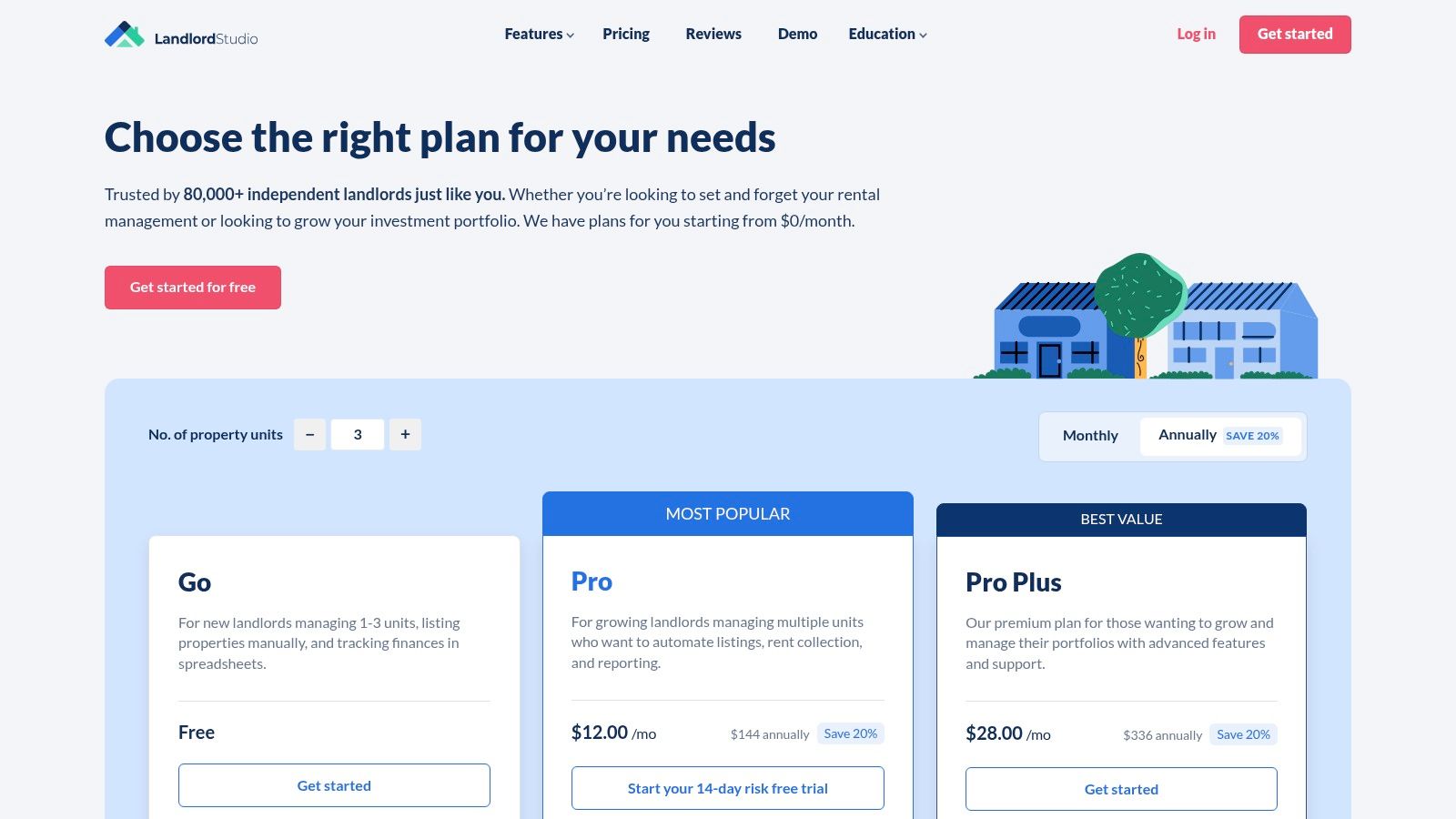 Landlord Studio dashboard showing income and expense overview