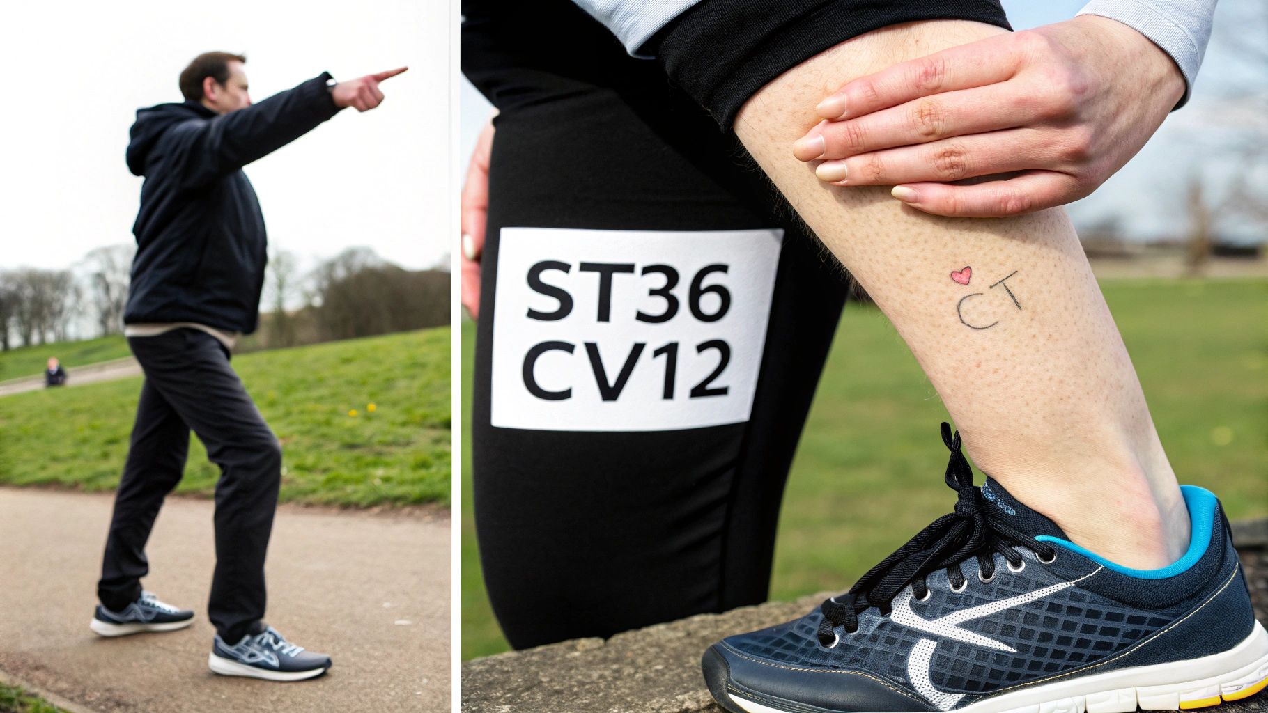 A diagram showing the location of the ST36 and CV12 pressure points