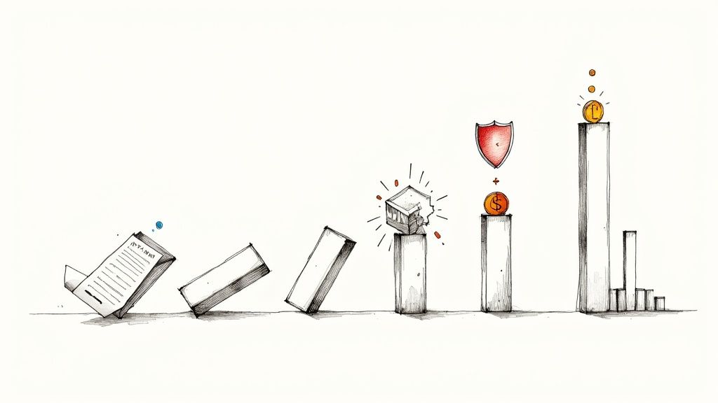 Diagram showing how compliance and protection lead to business growth and financial gain.
