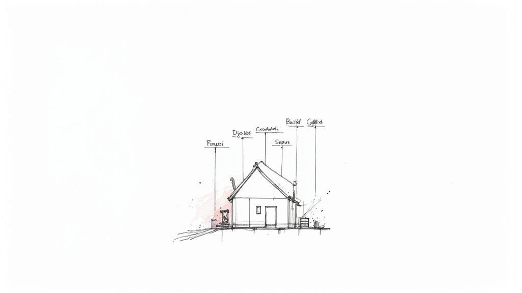 An architectural sketch of a house in Ringwood for a dormer loft conversion.