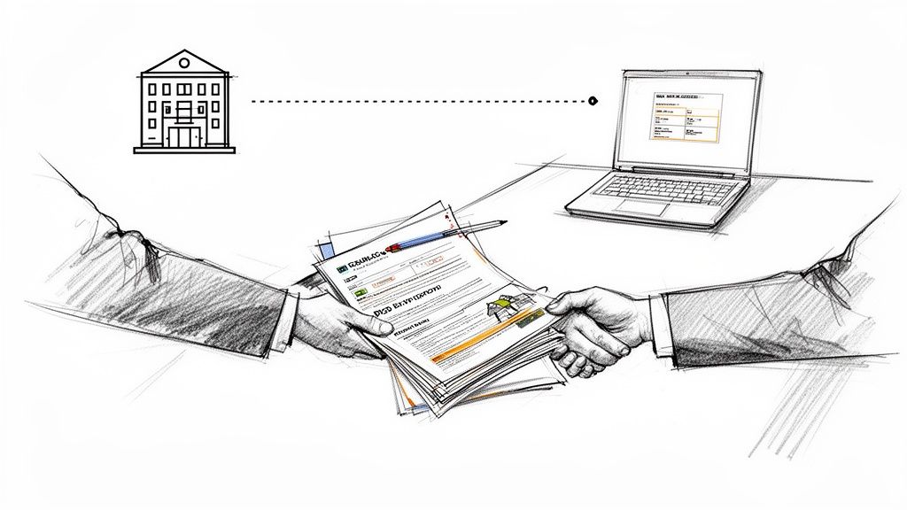 An architect in Southampton submitting planning permission documents online.