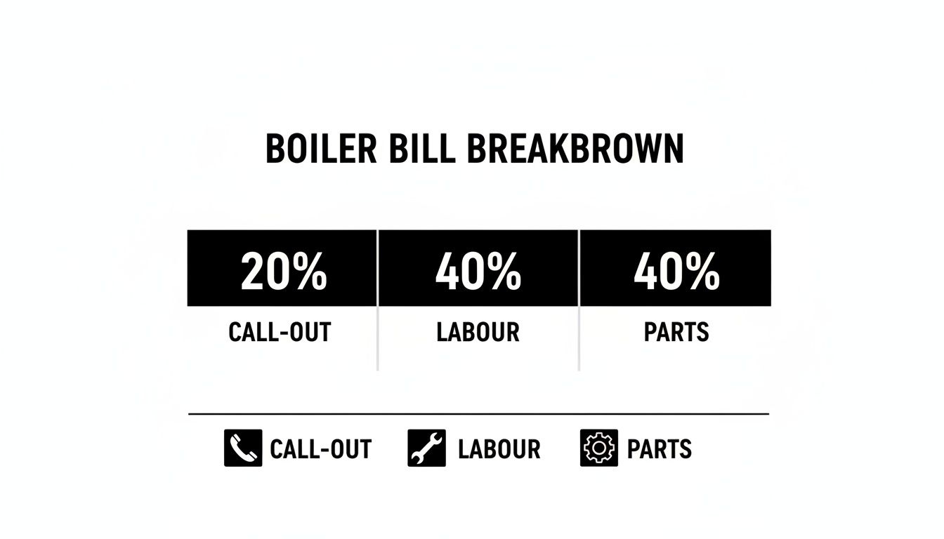 Infographic breaking down emergency boiler repair costs for Southampton homeowners.
