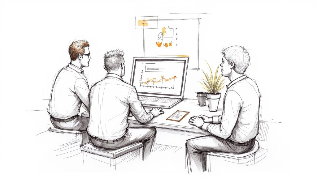 Builders in Bournemouth reviewing project plans on-site.