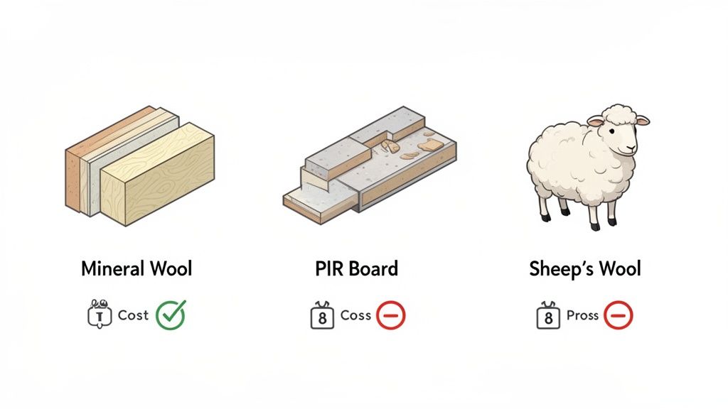 A comparison of insulation materials for homes in Poole, from mineral wool to PIR boards.